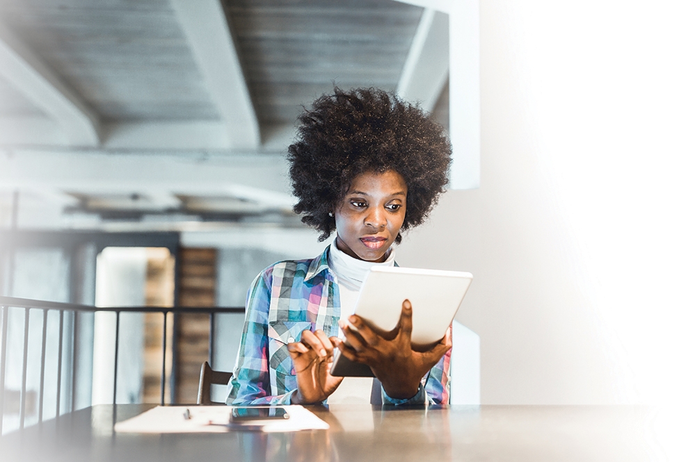 Woman using tablet